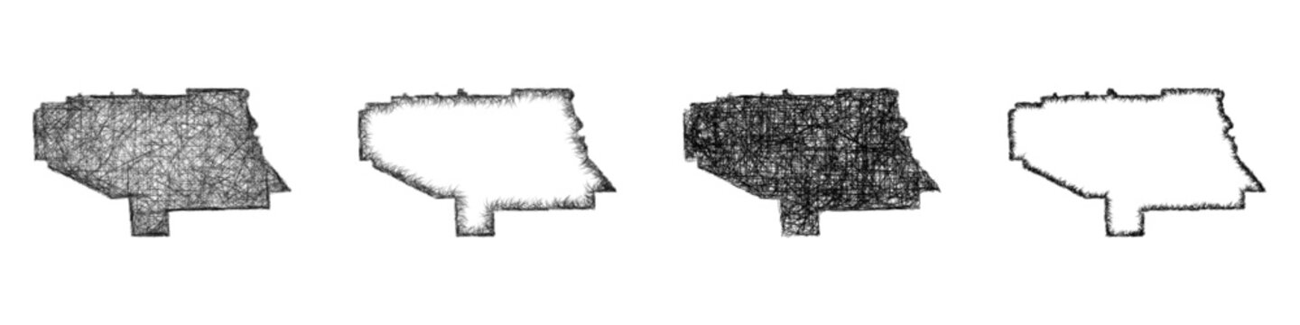 Black and white sketch Lee County (Alabama) outline map design set