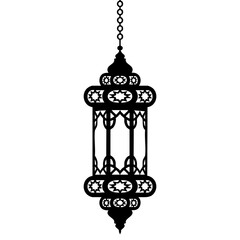 Traditional Islamic Lantern Artwork Featuring Intricate Lattice Design and Pointed Finial Isolated on a Transparent or White Background © WeblyWork