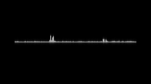 Minimal white sound waves meter isolated on black background, futuristic line audio wave visualization, high tech music oscillation frequency bars, modern digital sound wave animation in 4k video