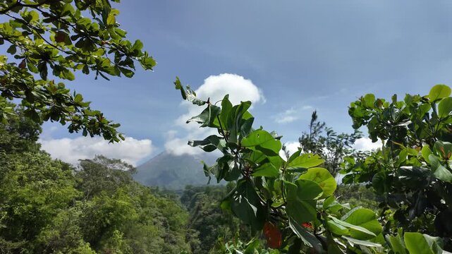 Mount Merapi volcano peak with scenic Landscape