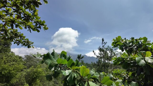 Mount Merapi volcano peak with scenic Landscape