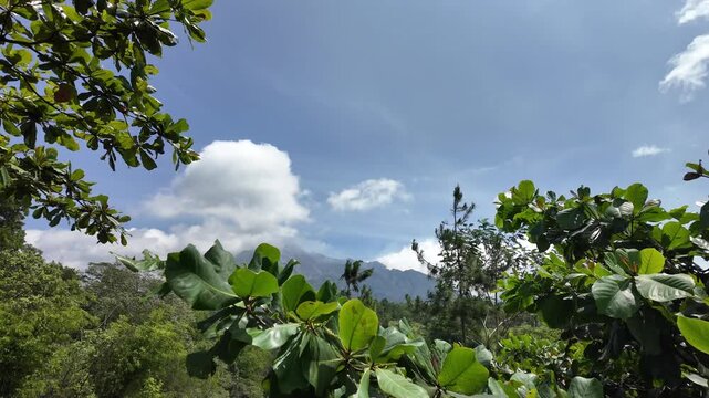 Mount Merapi volcano peak with scenic Landscape