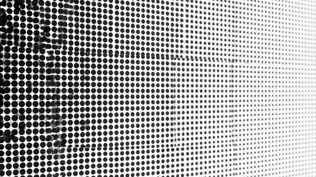Black halftone dots pattern gradient on white background