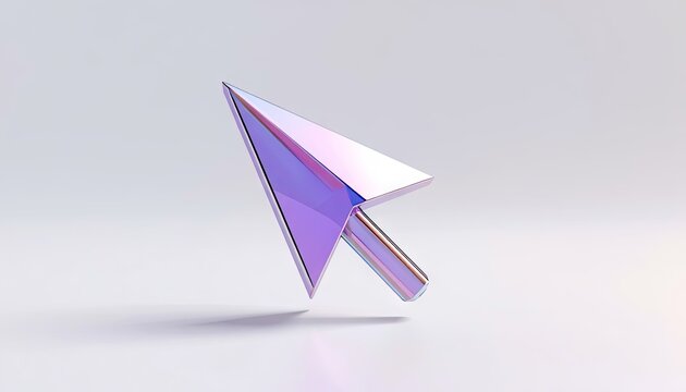Single 3d purple glass arrow cursor icon