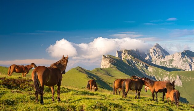 Wild Horse Landscape In Giara Di Gesturi
