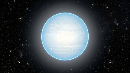 Obraz premium Glowing Blue Planet in Space with Stars and Galaxies