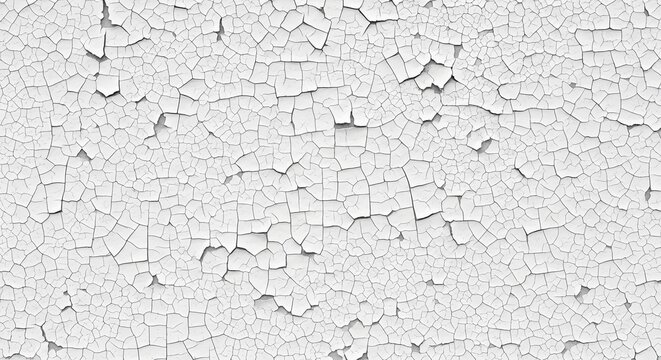 Close up of cracked white paint on a wall surface