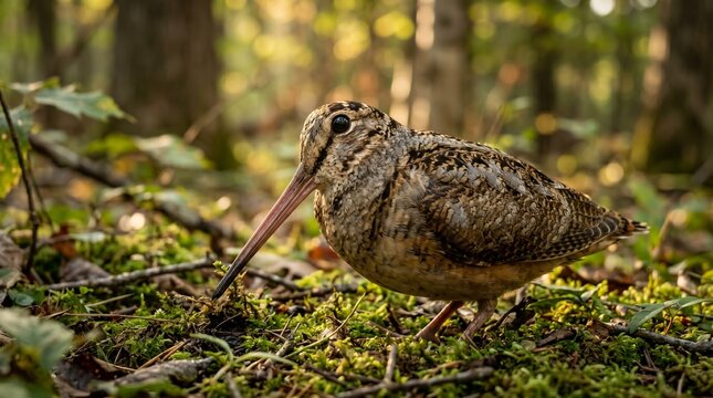 American Woodcock In The Nature Funny Bird Habitat American Woodcock In The Forest American Woodcocks	
