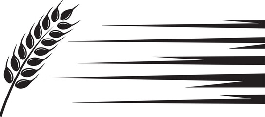 Dynamic wheat grain stalk with speed lines for fast food delivery concept agriculture delivery illustration. black icon silhouette vector © mst