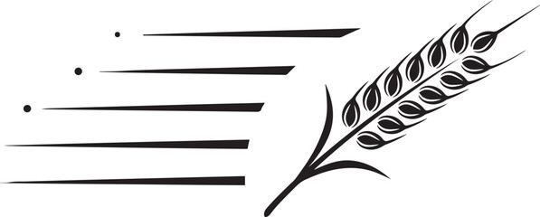 Dynamic wheat grain stalk with speed lines for fast food delivery concept agriculture delivery illustration. black icon silhouette vector © mst