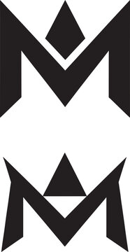 Geometric letter M logo icons with sharp angles and triangular elements for corporate branding and identity