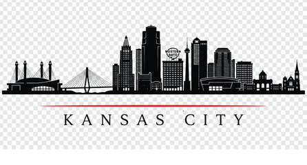 Naklejka premium Kansas city skyline silhouette vector illustration