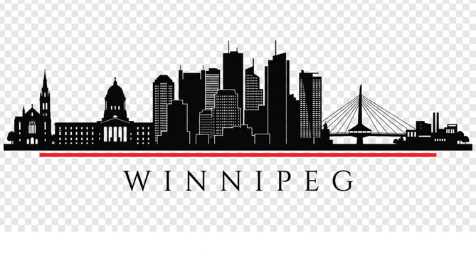 Winnipeg canada city skyline silhouette vector illustration
