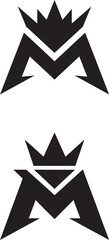 Obraz premium Letter M monogram with crown icon vector for gaming esports and streetwear branding