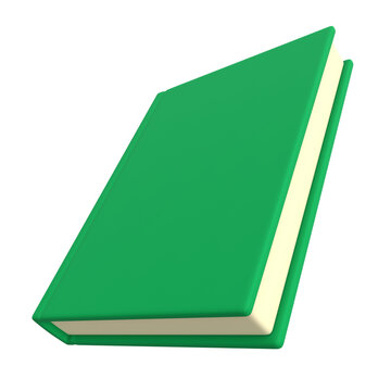 3D rendering of a green hardcover textbook