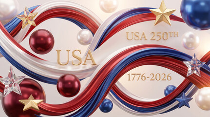 Fototapeta premium Luxury 3D abstract festive background for USA 250th independence anniversary