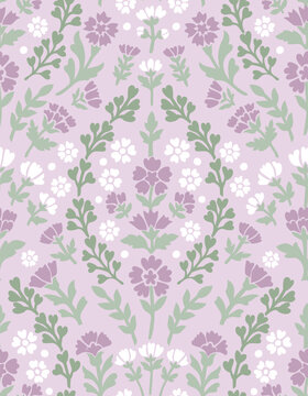 Boho Floral repeat pattern, Block print , Flower damask, floral vector file, ogee pattern, global print, seamless floral, Medallion, Tradition Print