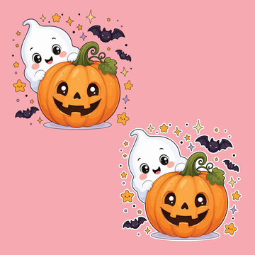 Cute Halloween Ghost Pumpkin SVG