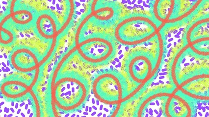 Naklejka premium Abstract seamless pattern illustration with colorful swirls and geometric bacteria shapes.