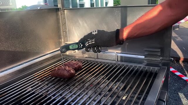 Temperature measurement when grilling meat.