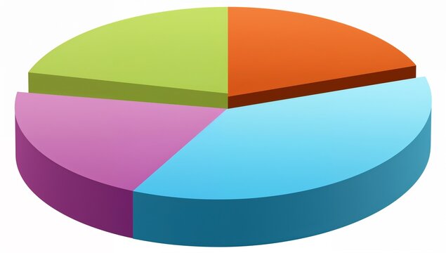 Colorful Pie Chart Segments Isolated on Transparent Background for Business Data Visualization