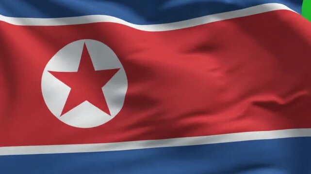 National flag of north korea waving in the wind realistic 3d rendering of the dprk flag with fabric texture