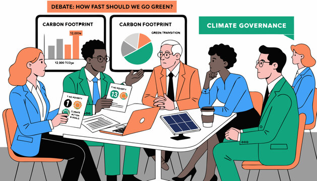 Corporate climate governance carbon reduction strategy vector