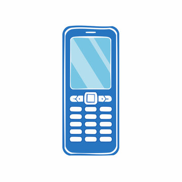 Blue cartoon mobile phone with keypad and screen