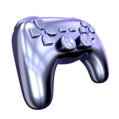 3D render of a minimalist metallic game controller joystick tilted side view © Bohdan Ivasyshyn