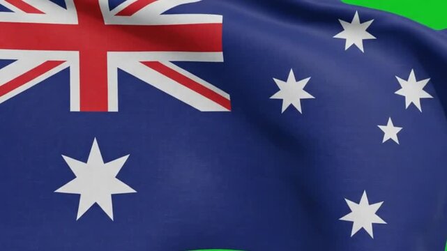 Australian flag waving on a green screen background