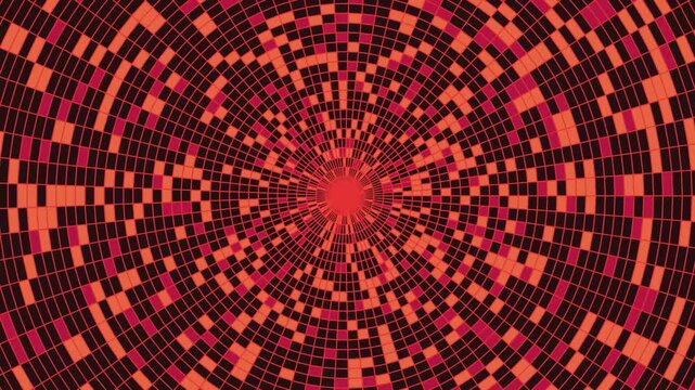 4K Red Pulsating Light Vortex Tunnel Geometric Tile Pattern Motion Background Seamless Loop
