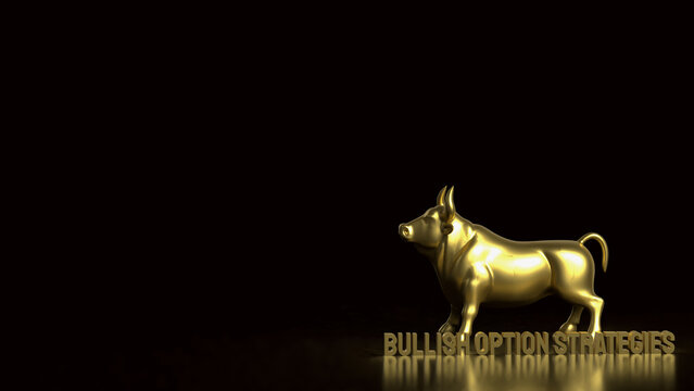 Golden Bullish Option Strategies Investment Concept Display 3d render.