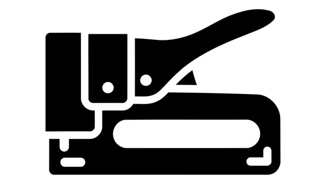 A black icon of a heavy-duty staple gun, representing its usage and function.