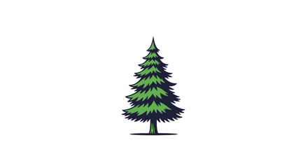 Fototapeta premium A cartoon-style illustration of a green evergreen tree against a white background
