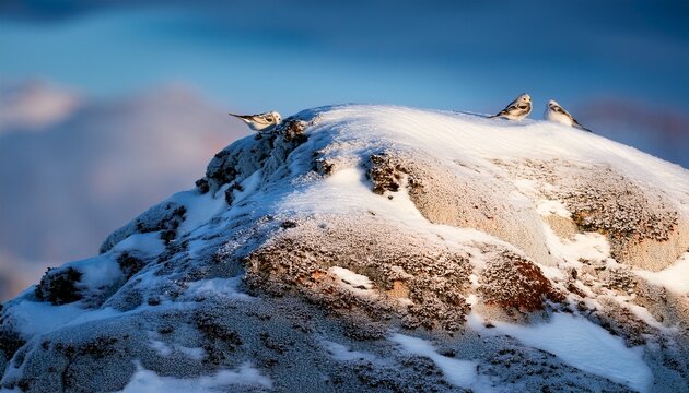 Snow Bunting In Scotland Cairngorms Lochnagar Winter