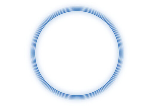 Blue Neon Glowing Circle Frame Isolated on Transparent Background
