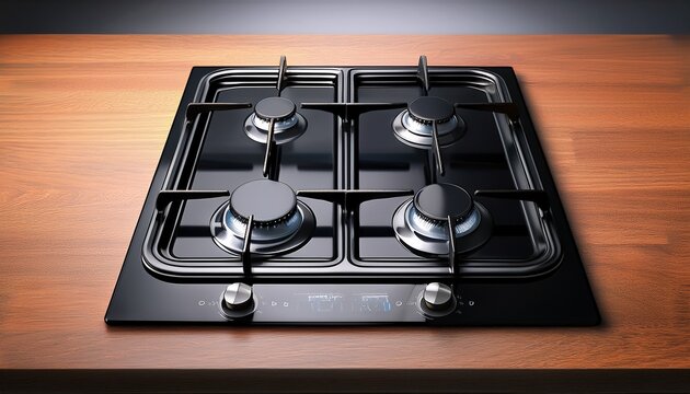 gas stove cooktop with knobs