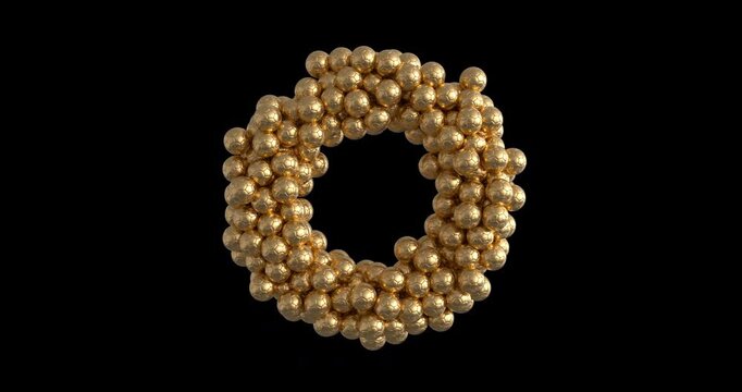 A premium 3D ring made of golden soccer balls. Ideal for football intros, sports awards, championship videos, tournament promos and elegant broadcast graphics. 4K resolution with alpha channel include