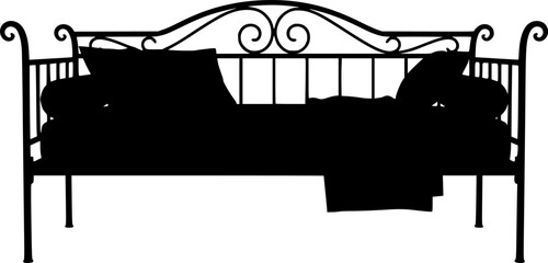 Fototapeta premium Black silhouette of a daybed isolated on white background 