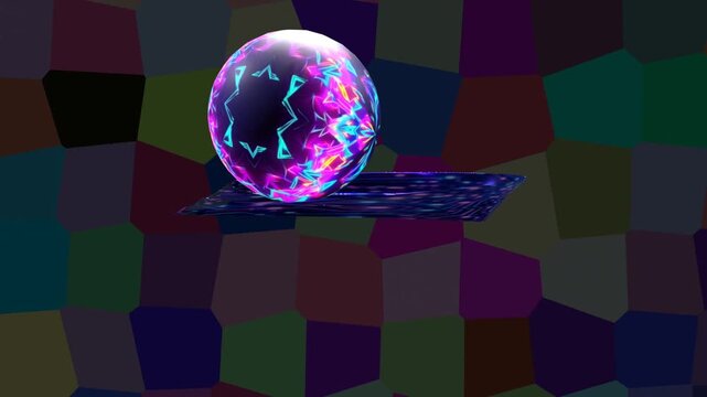 10 seconds looping mobius strip with big ball rolling on single surface  animation screensaver visualizer motion graphics HD video black background seamless education science physics
