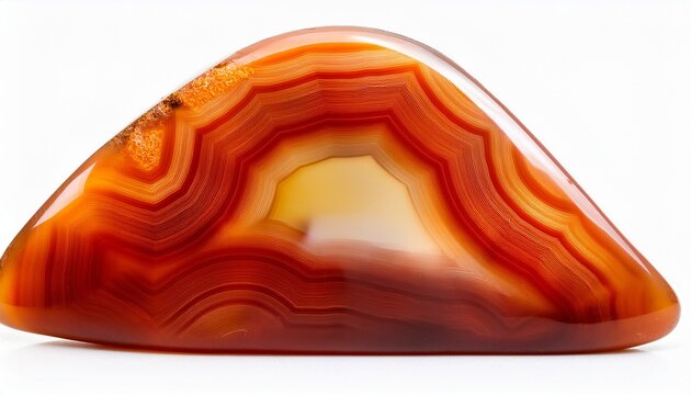 Polished Fire Agate Stone Isolated On White Background