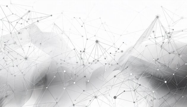 abstract tech network connection dots digital technology and big data analysis background white background with plexus lines geometric background with abstract mesh