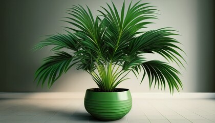 Fototapeta premium green potted houseplant realistic dracaena palm floorplan view ai generative