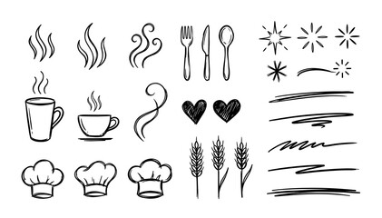 Hand drawn culinary icons set © naydesignsco