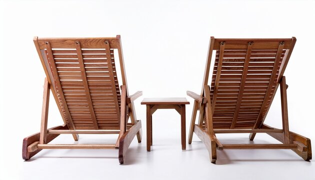 wooden beach chairs isolated on white or white background