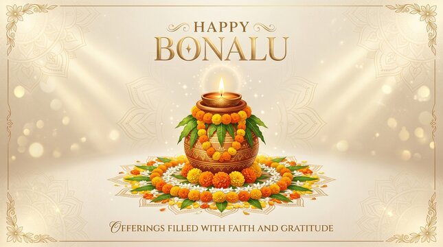 Bonalu Festival Bonam Pot Greeting Banner