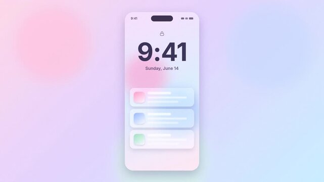 Frosted Glass Mobile Lock Screen Bouncing Notification Banners