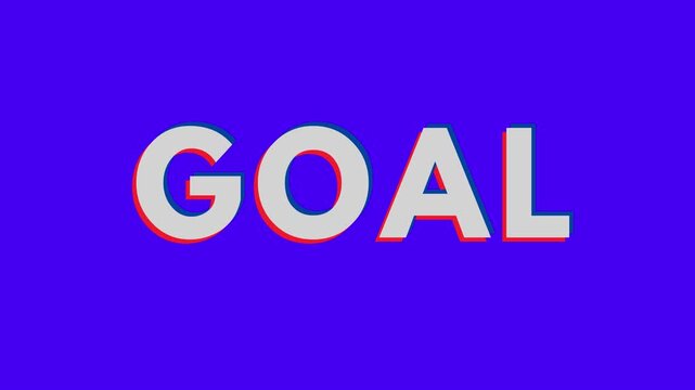 Minimalist Goal Text Animation with Glitch Color Shadow Effect on Solid Purple Background