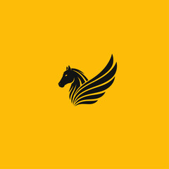 Fototapeta premium Winged Horse Pegasus Logo Silhouette Vector Design
