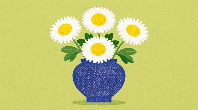 geometric daisy flowers in minimalist vase modern illustration